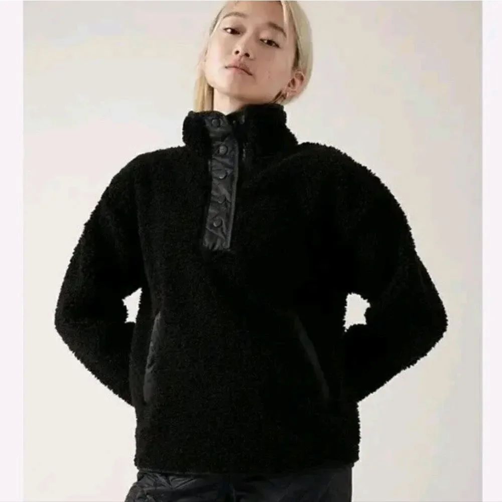 Athleta Cozy Sherpa Snap Sweatshirt